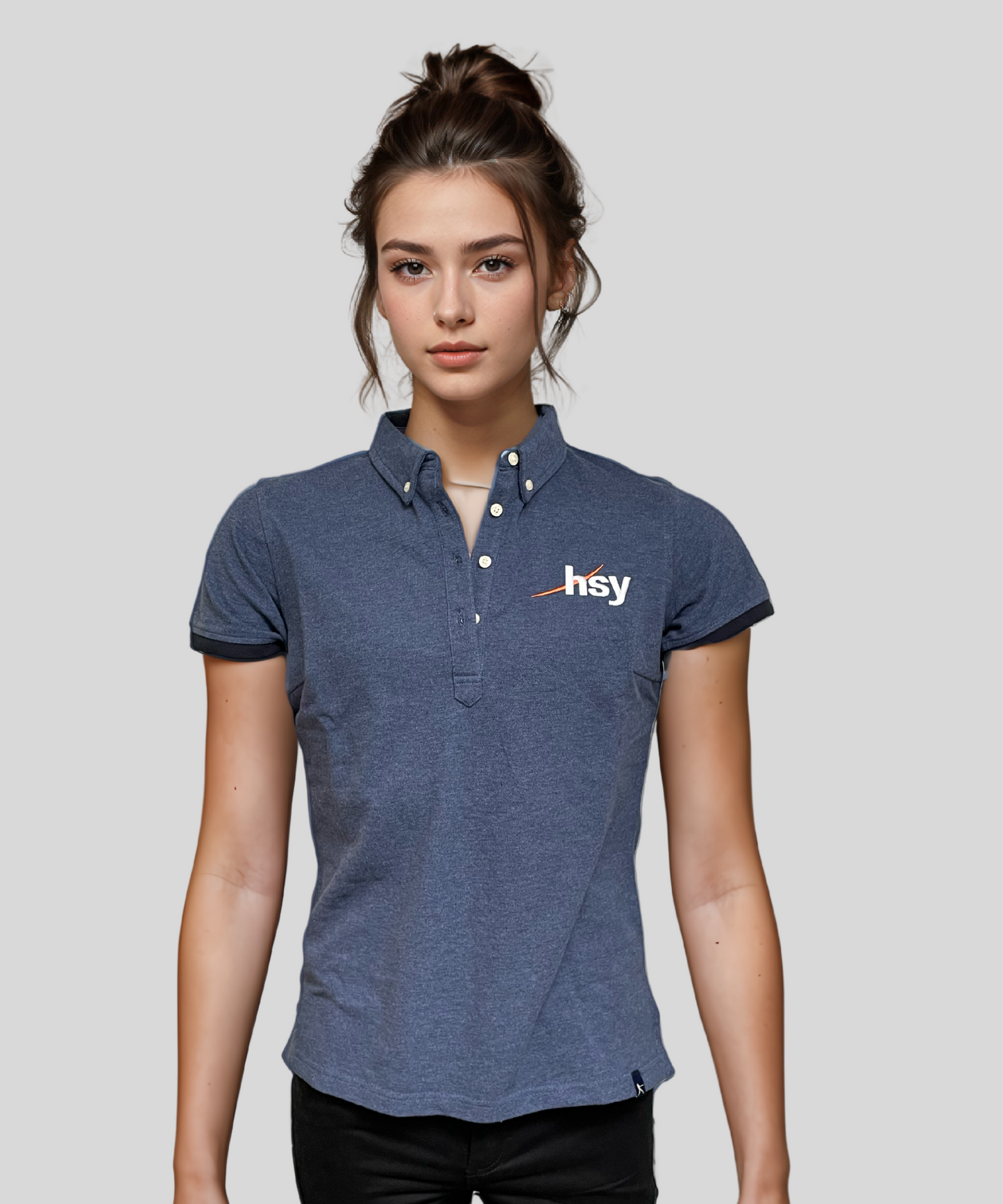 Women's Embriodery Polo - Blue Marle