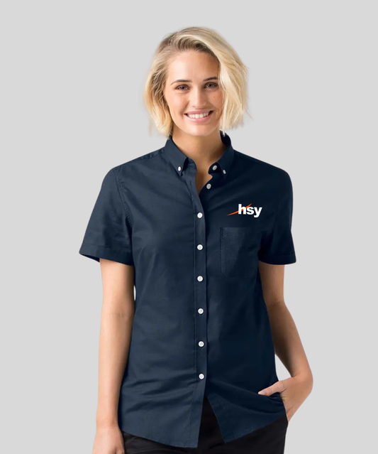 Women's Short Sleeve Business Shirt - Navy